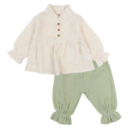 Haine bebelusi fete - Compleu pentru fetite, model Deco Vernil