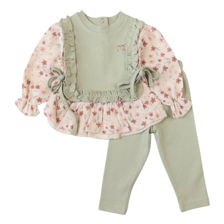 Haine bebelusi fete - Compleu pentru fetite, model Fashion, culoare vernil
