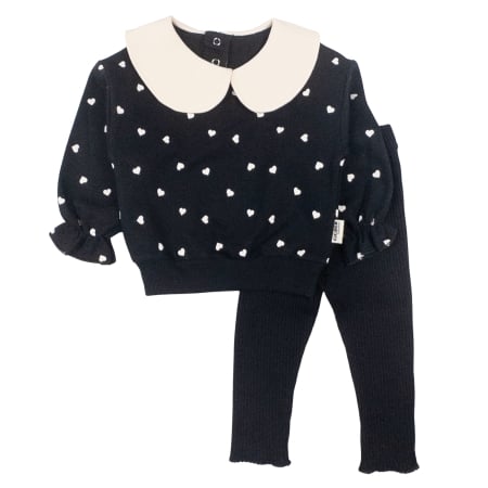 Haine bebelusi fete - Compleu pentru fetite, model Inimioare