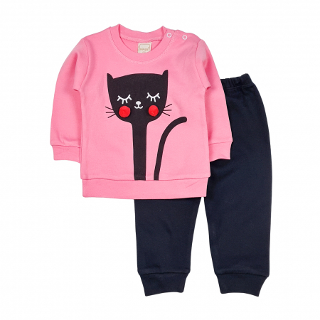 Haine bebelusi fete - Compleu pisic pink