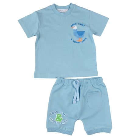 Compleuri bebelusi baieti - Compleu Vară 2 Piese Bebeluși, Imprimeu Sunny Days, Albastru