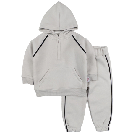 Haine bebelusi baieti - Compleu vătuit pentru bebelusi, gri deschis