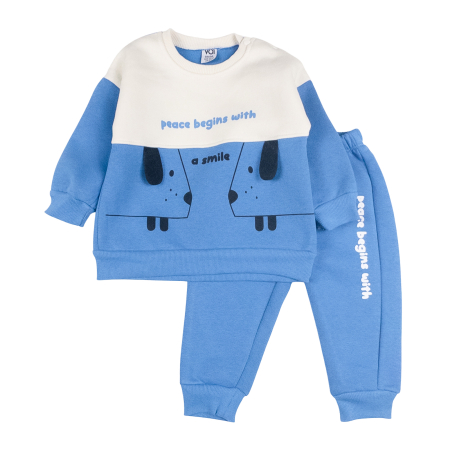 Haine bebelusi baieti - Compleu vătuit pentru bebelusi, model Smile