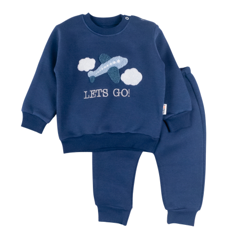 Compleuri bebelusi baieti - Compleu vătuit pentru bebelusi, model Avion