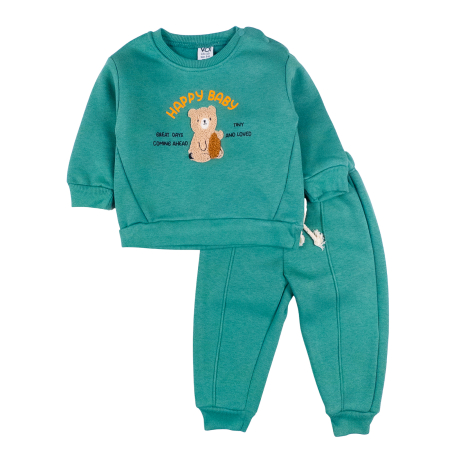 Compleuri bebelusi baieti - Compleu vătuit pentru bebelusi, model Ursulet, Vernil