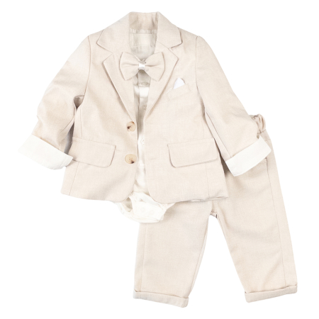 Haine bebelusi baieti ❤️ - Costum pentru bebelusi, model Elegance Bej
