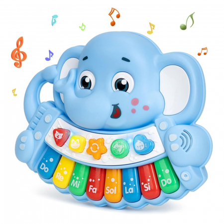 Jucarii - Jucarie interactiva muzicala cu functii si lumini, mini orga Elefant