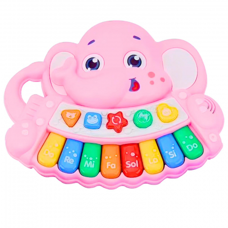Jucarii - Jucarie interactiva muzicala cu functii si lumini, mini orga Elefant