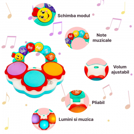 Jucarie Interactiva Muzicala cu functii si lumini, mini toba Omiduta,  +12 [2]