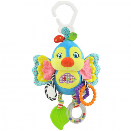 Jucarii plus - Jucarie zornaitoare din material textil pentru bebelusi, Puisor, unisex, +0