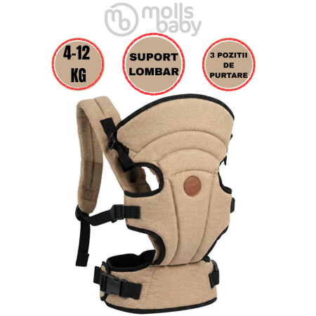 Camera bebelusului - Marsupiu pentru Bebelusi, Ergonomic, Multifunctional cu 3 Pozitii de Purtare, Bej