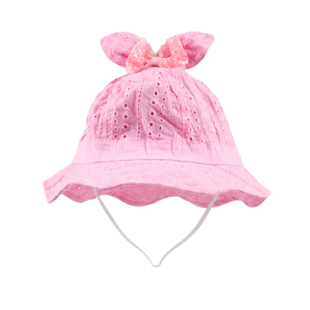 Sepci si caciuli copii - Pălărie de Vară pentru Fetițe 6-12 Luni, Roz cu Fundiță Decorativă și Elastic de Prindere