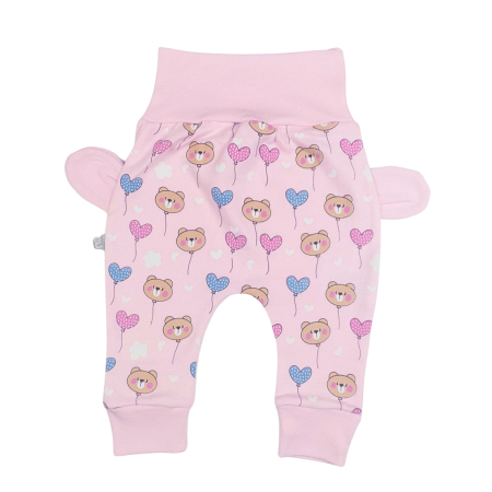 Haine bebelusi fete - Pantaloni pentru bebelusi, model Ursuleti, roz