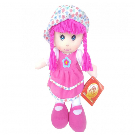 Jucarii plus - Papusa muzicala material textil, Roz, 35 CM