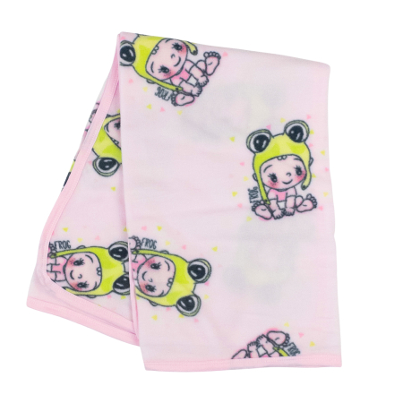Botosi, sosete, dresuri, caciuli - Paturica polar pentru bebelusi, model roz