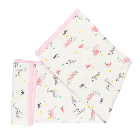 Botosi, sosete, dresuri, caciuli - Pled pentru bebelusi, model Safari, 80X90 CM, Roz
