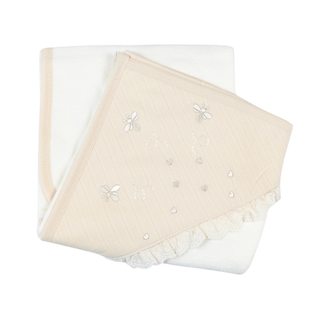 Botosi, sosete, dresuri, caciuli - Prosop pentru bebelusi, model Albinuta, Bej, 90 x 75 cm