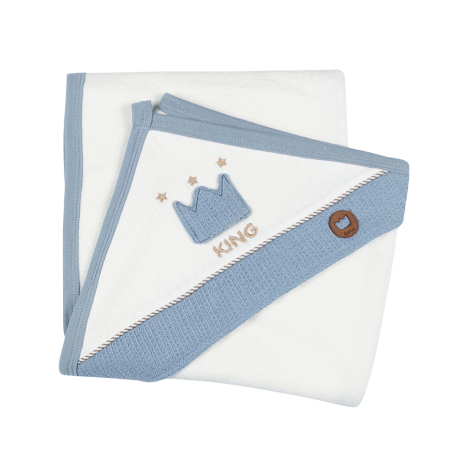 Botosi, sosete, dresuri, caciuli - Prosop pentru bebelusi, model King, Blue, 90 x 75 cm