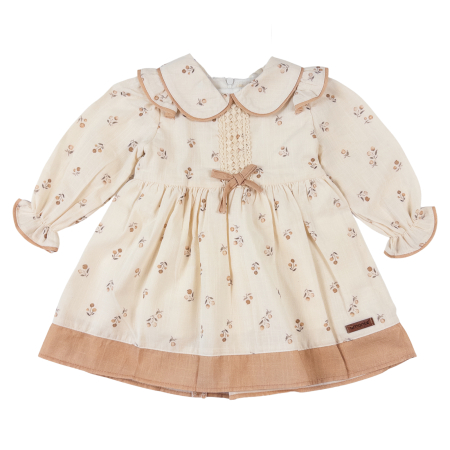 Rochite bebelusi - Rochie pentru bebeluse, cu imprimeu floral si guler decorativ