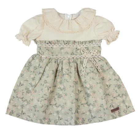 Haine bebelusi fete ❤️ - Rochiță Fetițe Guler cu Dantelă și Model Floral Vintage