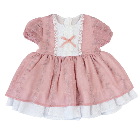 Haine bebelusi fete ❤️ - Rochiță Elegantă Fetițe, Model Roz cu Voal Brodat