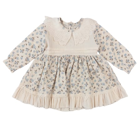 Haine bebelusi fete ❤️ - Rochiță Fetițe cu Guler Dantelat, Imprimeu Floral, Design Elegant