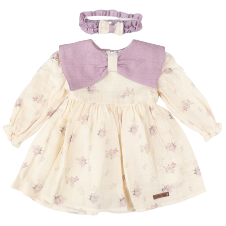 Haine bebelusi fete ❤️ - Rochiță și Bentiță Asortată, model cu Funda mov