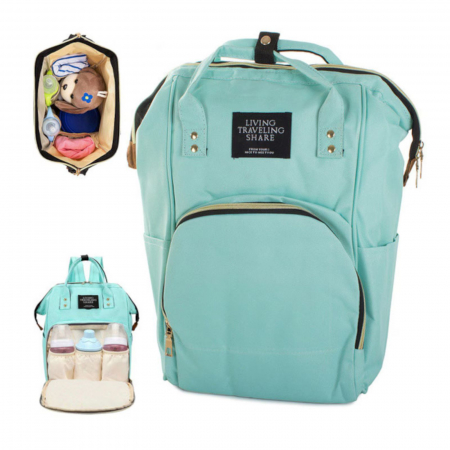 Botosi, sosete, dresuri, caciuli - Rucsac organizator pentru parinti, verde, 39x24x19cm