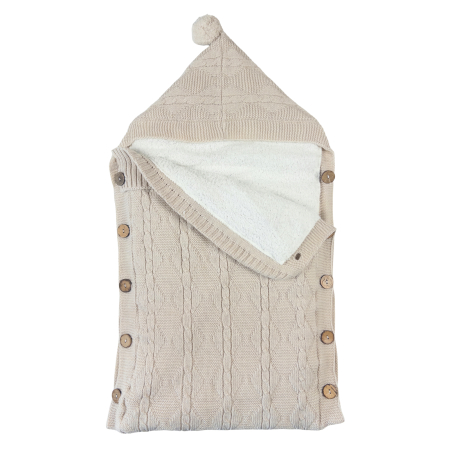 Marsupii si Portbebe - Sac de dormit pentru bebelusi, model torsade, cafeniu deschis