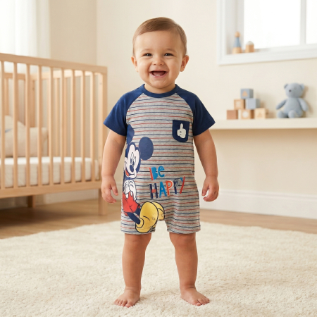 Salopete bebelusi baieti - Salopetă bebeluși model cu Mickey Mouse