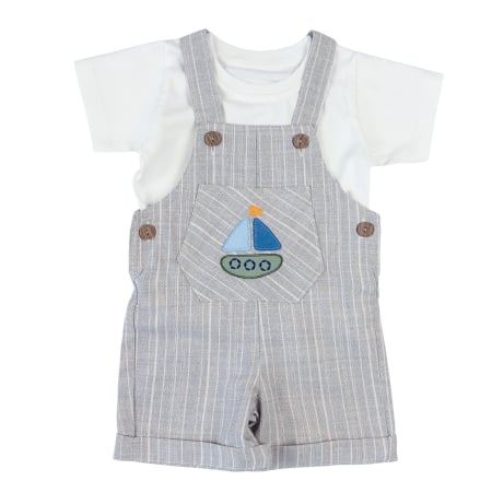 Haine bebelusi baieti ❤️ - Compleu Marinăresc cu Salopetă și Tricou