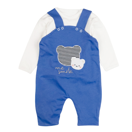 Haine bebelusi baieti - Salopeta  pentru bebelusi, 2 piese, model Ursulet