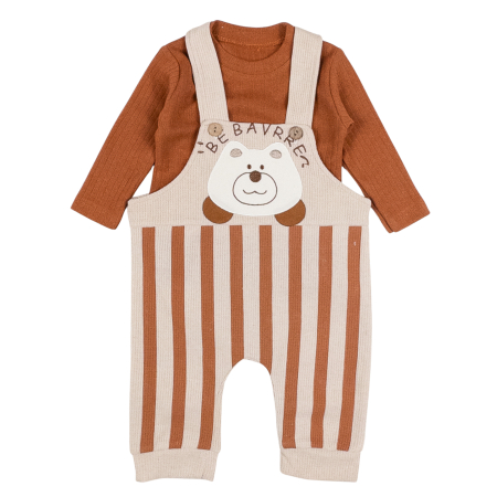 Haine bebelusi baieti - Salopeta pentru bebelusi, 2 piese, model Ursulet