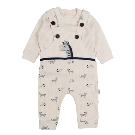 Salopete bebelusi baieti - Salopeta pentru bebelusi, 2 piese, model Girafa