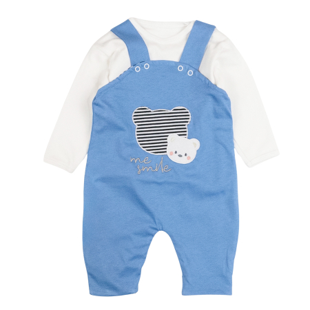 Salopete bebelusi baieti - Salopeta  pentru bebelusi, 2 piese, model Ursulet, bleu