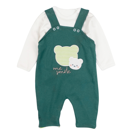 Salopete bebelusi baieti - Salopeta  pentru bebelusi, 2 piese, model Ursulet, Safir