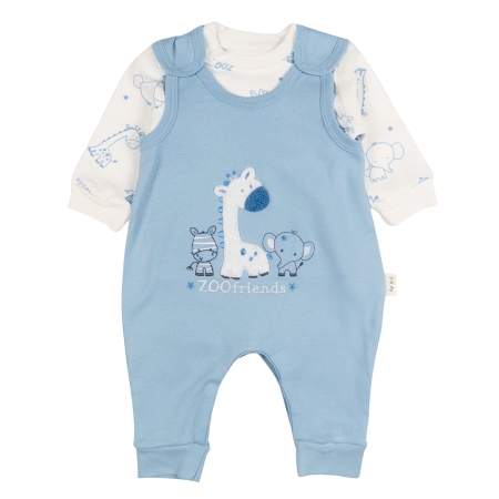 Salopete bebelusi baieti - Salopeta  pentru bebelusi, 2 piese, model ZooFriends, culoare albastru