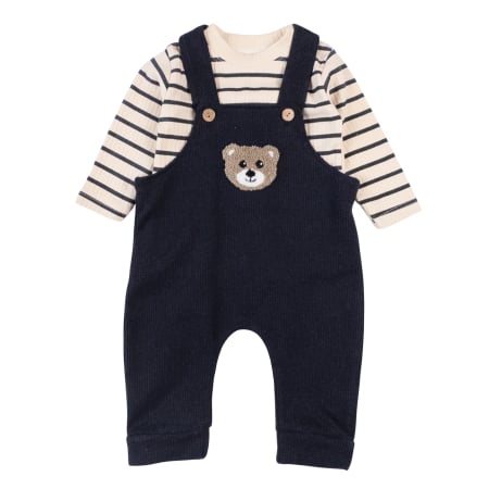 Haine bebelusi baieti - Salopeta  pentru bebelusi, 2 piese, model Ursulet, culoare bleumarin