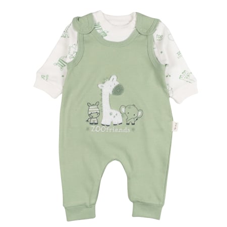 Haine bebelusi baieti - Salopeta  pentru bebelusi, 2 piese, model ZooFriends, vernil