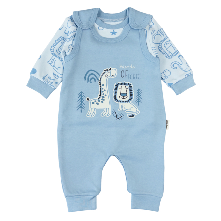 Haine bebelusi baieti ❤️ - Salopeta  pentru bebelusi, 2 piese, model Safari, culoare albastru