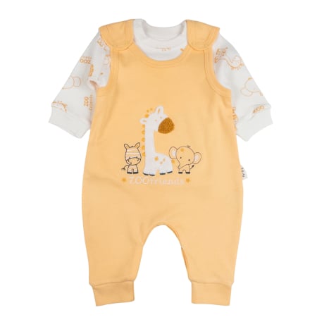 Salopete bebelusi baieti - Salopeta  pentru bebelusi, 2 piese, model ZooFriends, galben