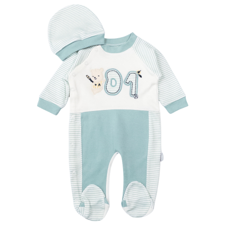 Salopete bebelusi baieti - Salopeta pentru bebelusi model Champion, verde turcoaz