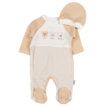 Salopete bebelusi baieti - Salopeta pentru bebelusi, model cu Ursuleti, brun