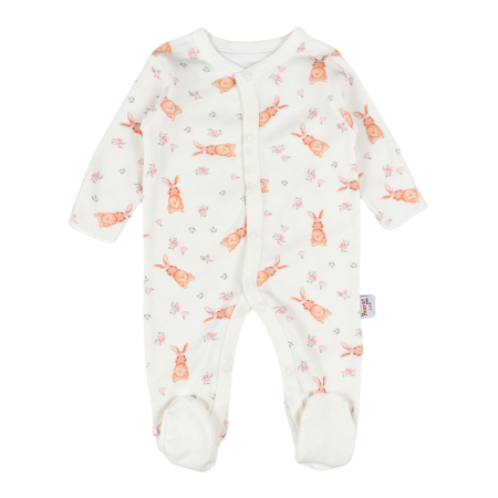 Haine bebelusi fete ❤️ - Salopeta pentru bebelusi, model cu Iepurasi si floricele