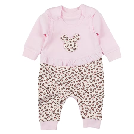 Haine bebelusi fete - Salopeta  pentru fetite, 2 piese, model MinnieRoz