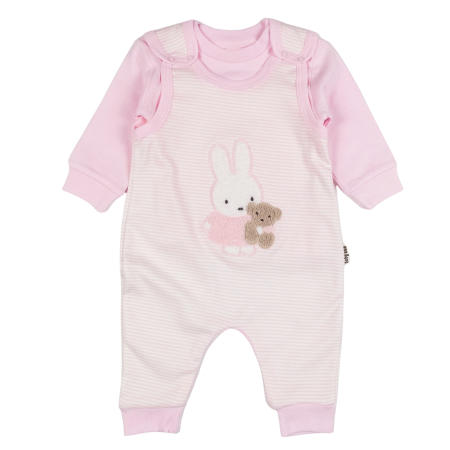 Salopete bebelusi fete - Salopeta  pentru fetite, 2 piese, model Iepuras si ursulet