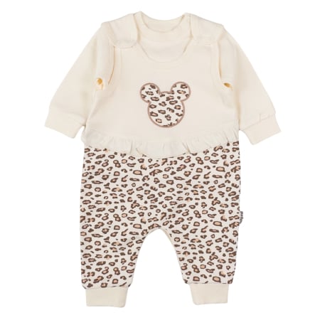 Haine bebelusi fete - Salopeta  pentru fetite, 2 piese, model MinnieBej