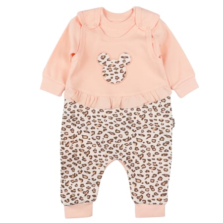 Haine bebelusi fete - Salopeta  pentru fetite, 2 piese, model MinnieCoral