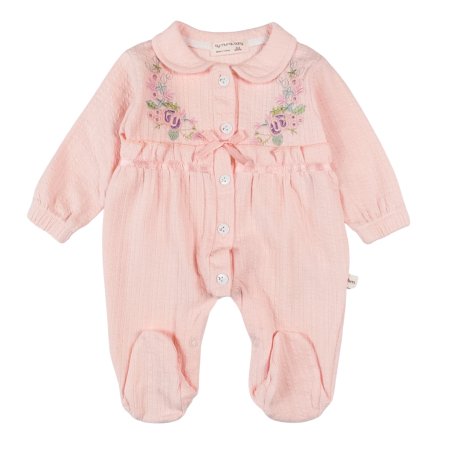 Haine bebelusi fete ❤️ - Salopeta pentru fetite, model cu Floricele Brodate