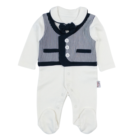 Salopete bebelusi baieti - Salopeta pentru nou nascuti si bebelusi, Model Papion, bleumarin inchis